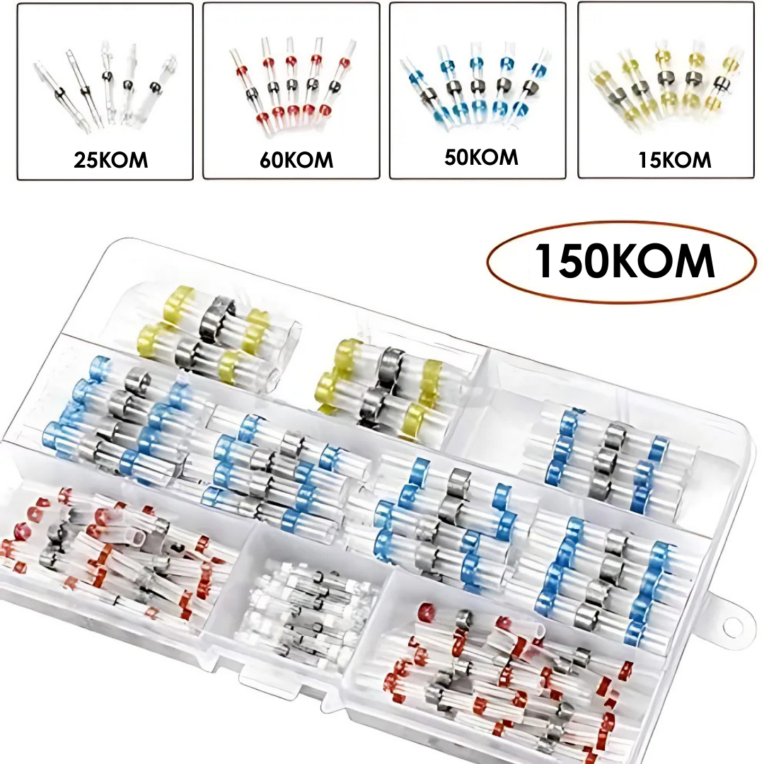 Termoskupljajući Konektori za Lemljenje (Set od 150 Komada)