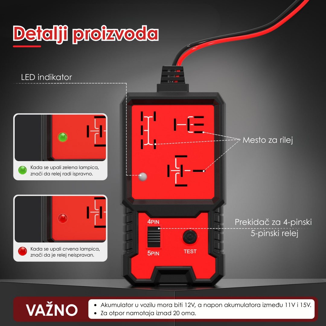 Tester Releja za Automobil 12V sa LED Indikatorom