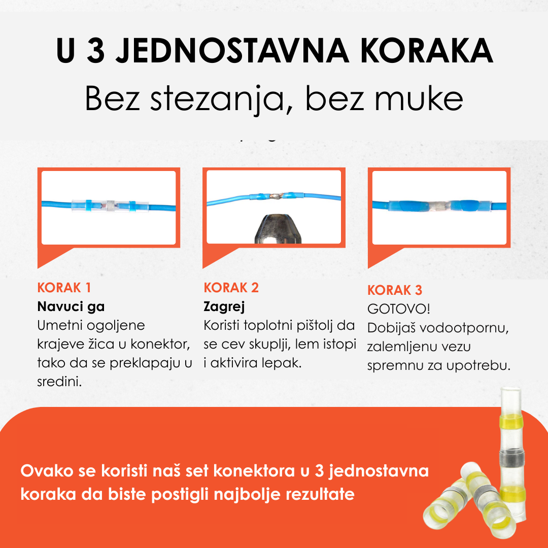 Termoskupljajući Konektori za Lemljenje (Set od 150 Komada)