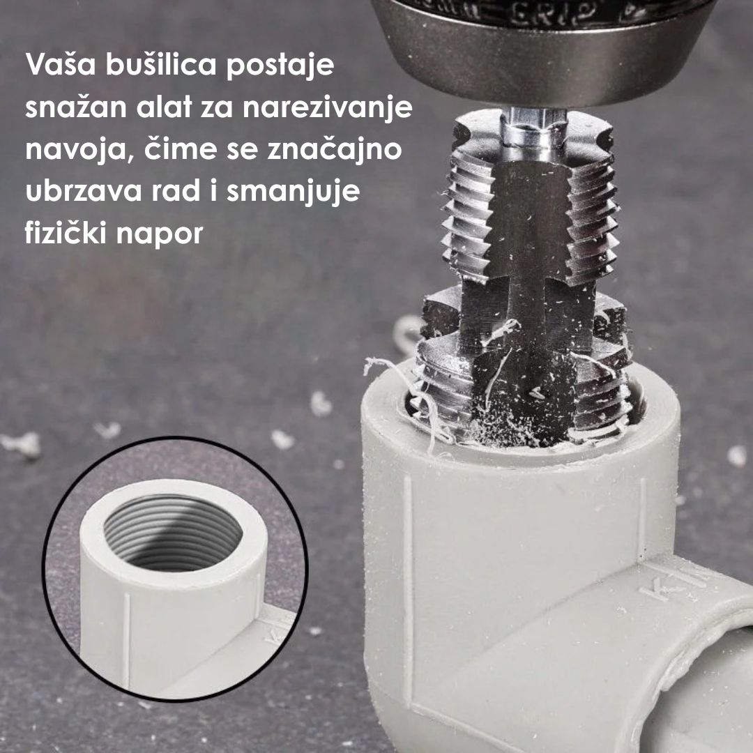 Komplet za Narezivanje Navoja na PVC Cevi