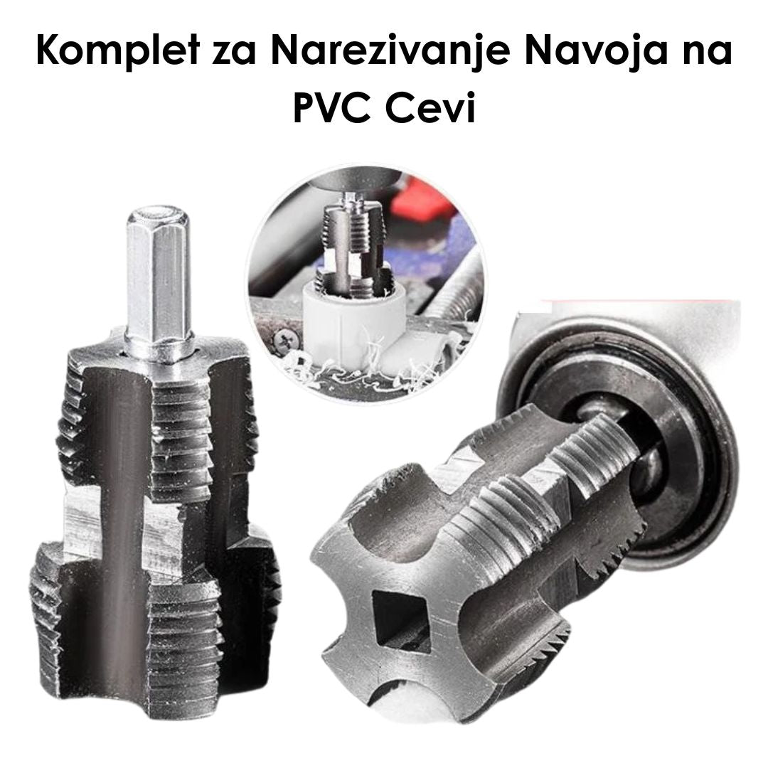 Komplet za Narezivanje Navoja na PVC Cevi