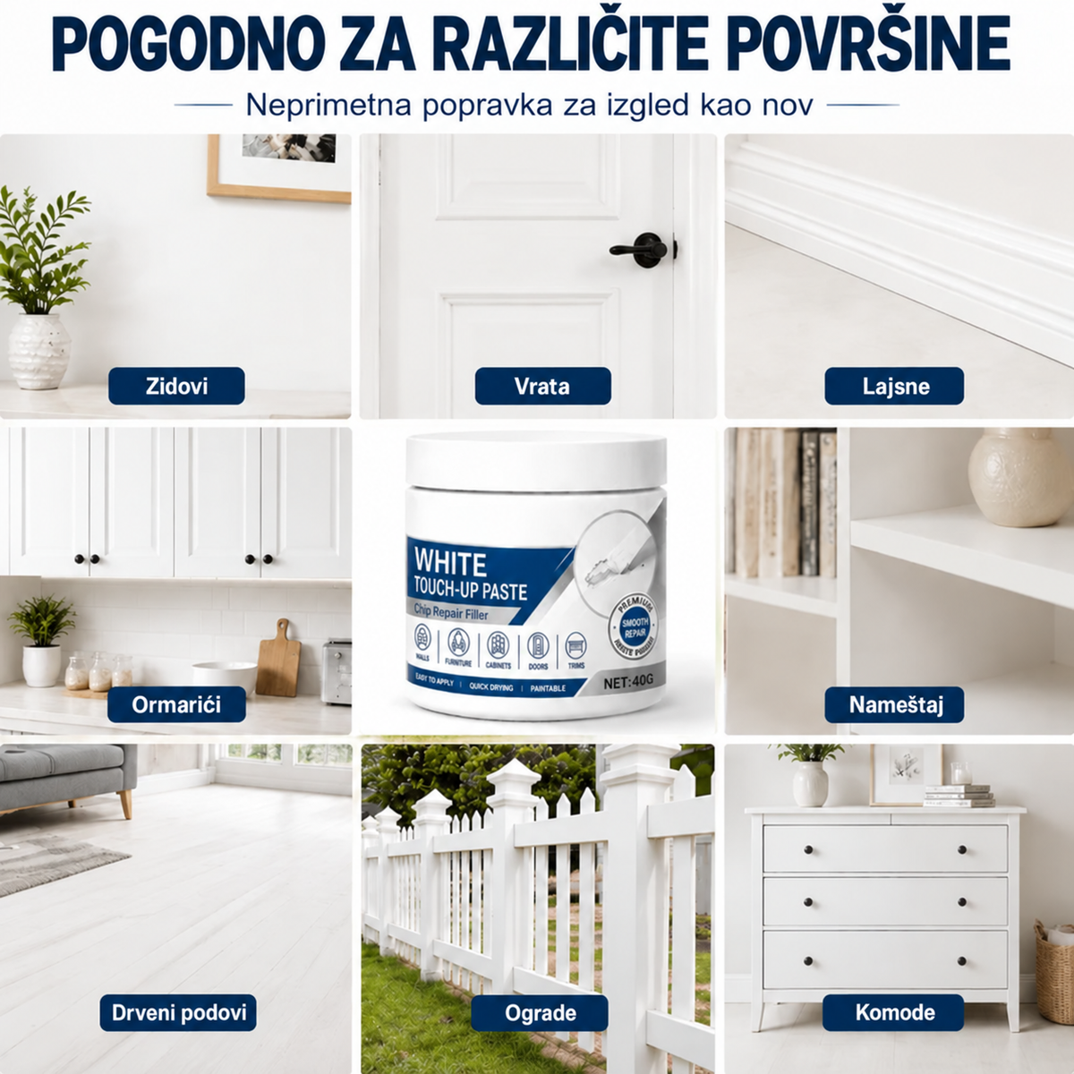 WhiteFurniture™ – Pasta za retuširanje belog nameštaja
