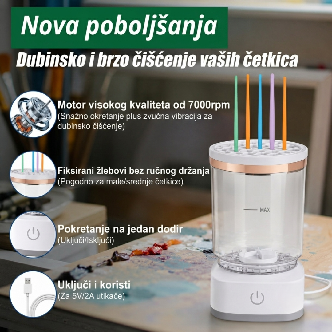 BrushClean™ – Električni Čistač za Četkice