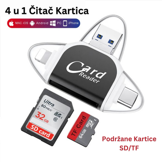 4 u 1 Univerzalni SD TF Čitač Kartica