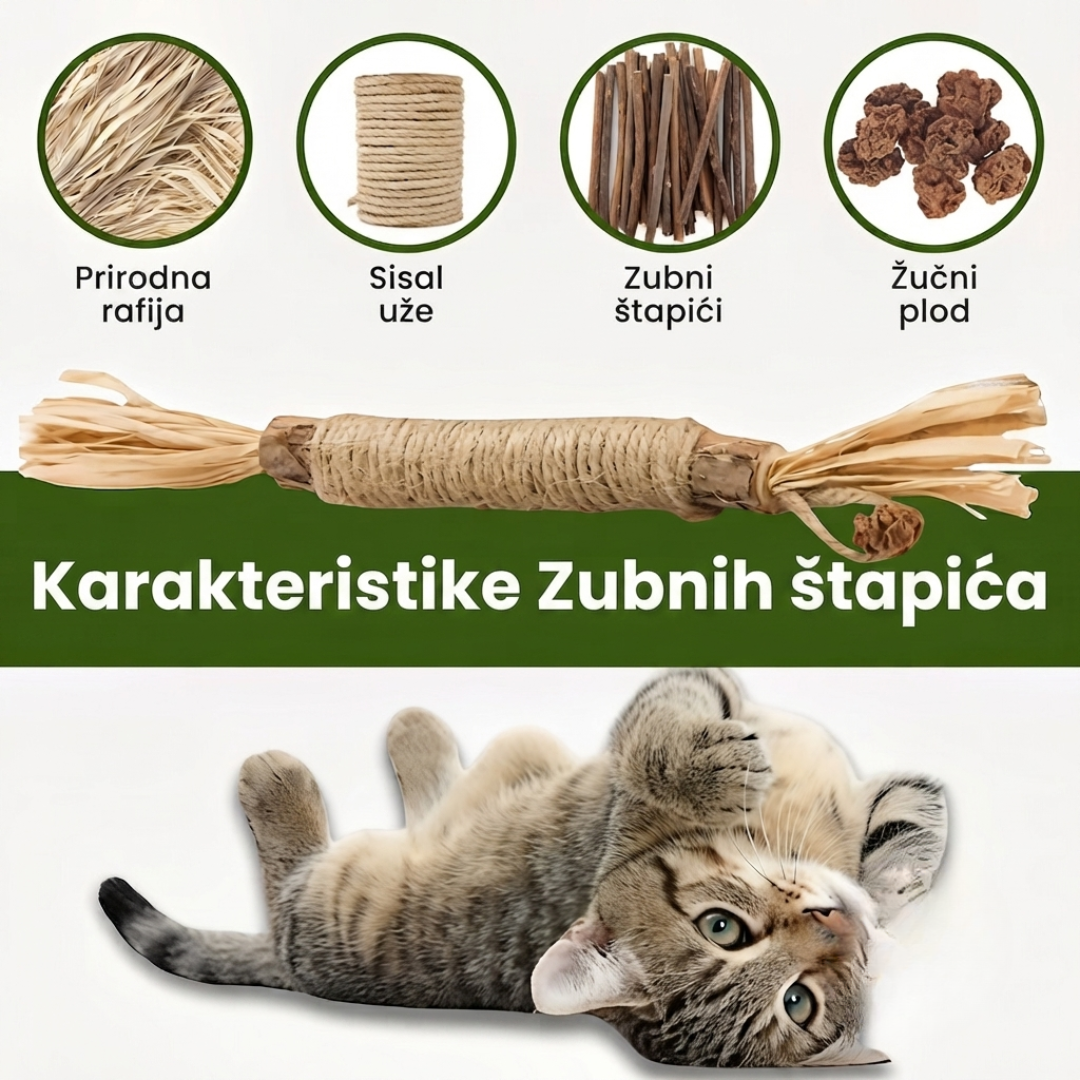 PurSticks™ – Prirodni Zubni Štapići za Mačke (Set od 5 Komada)