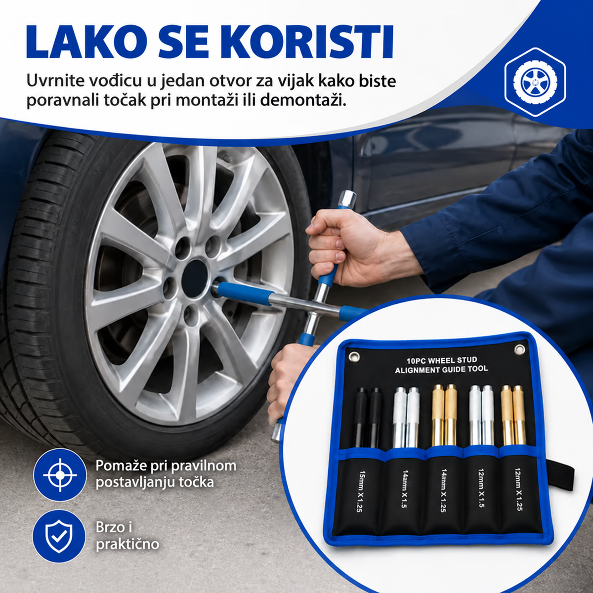 WheelKit™ – Komplet od 10 klinova za montažu guma