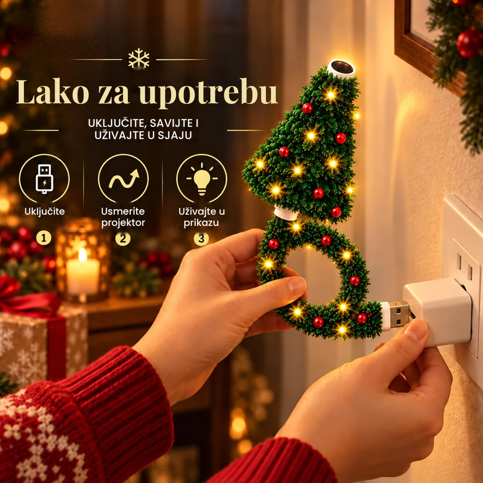 MerryBeam™ – Novogodišnji USB Projektor u Obliku Jelke