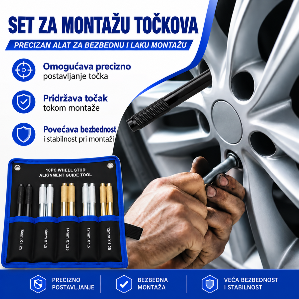 WheelKit™ – Komplet od 10 klinova za montažu guma