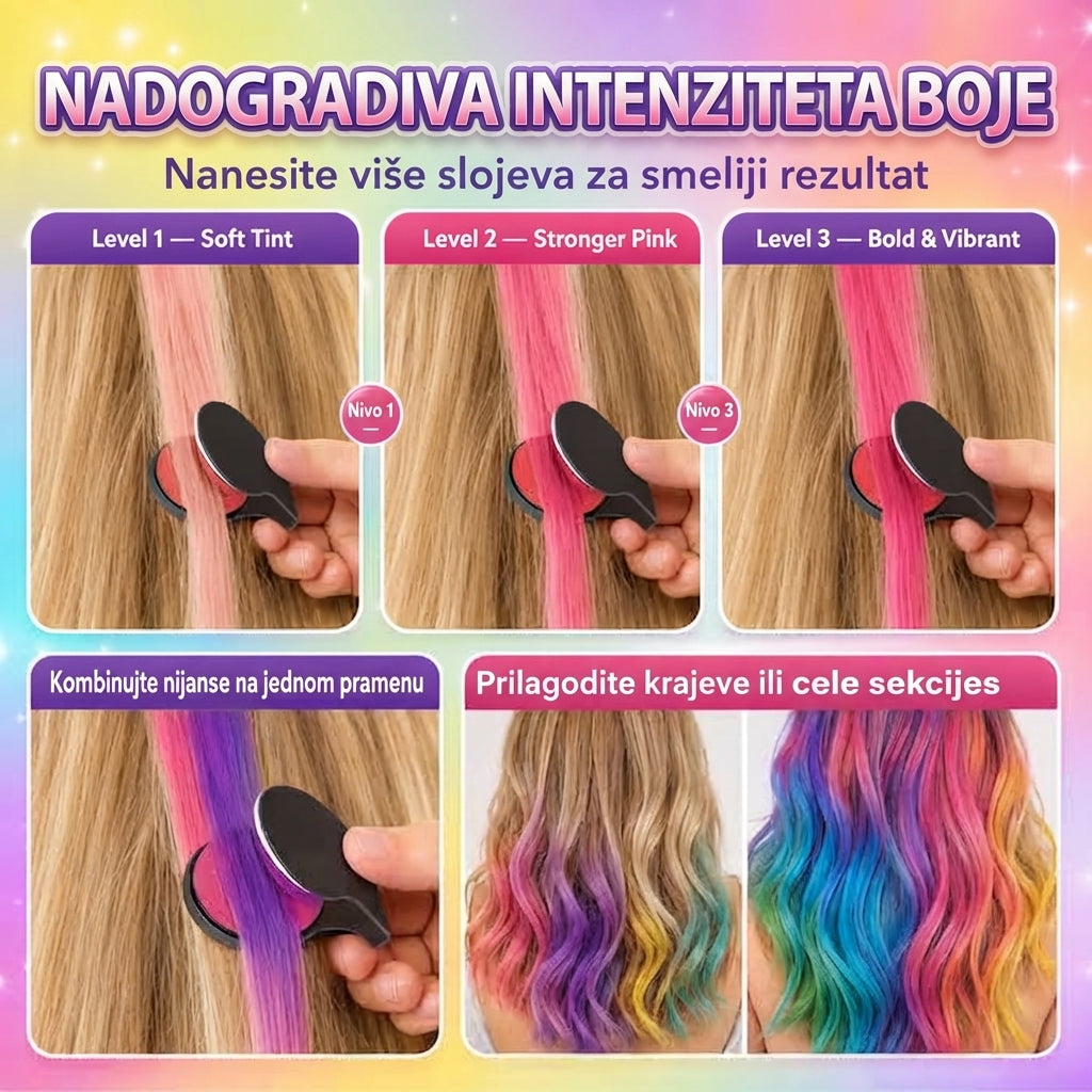 ColorSwipe™ – Krede Za Kosu Za Devojčice (Set od 12 Boja)