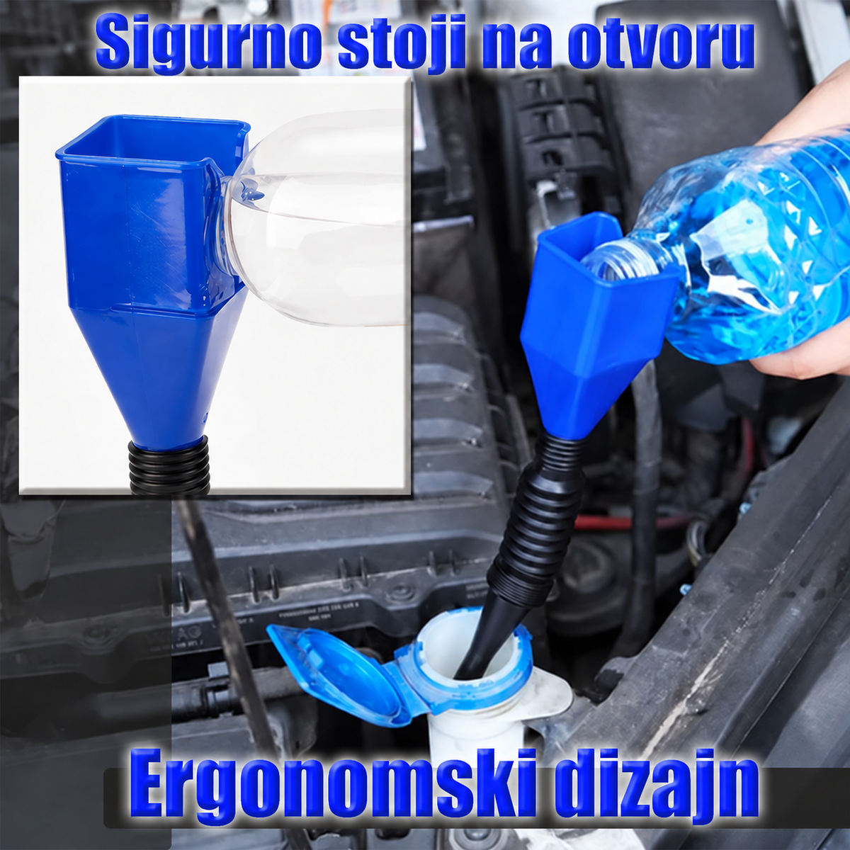 FlexibleFunnel™ – Fleksibilni levak za punjenje goriva u automobilu