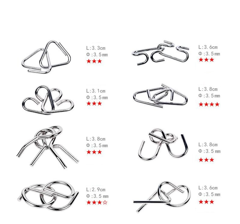 Metalna Logička Slagalica (Set od 24 Slagalica)