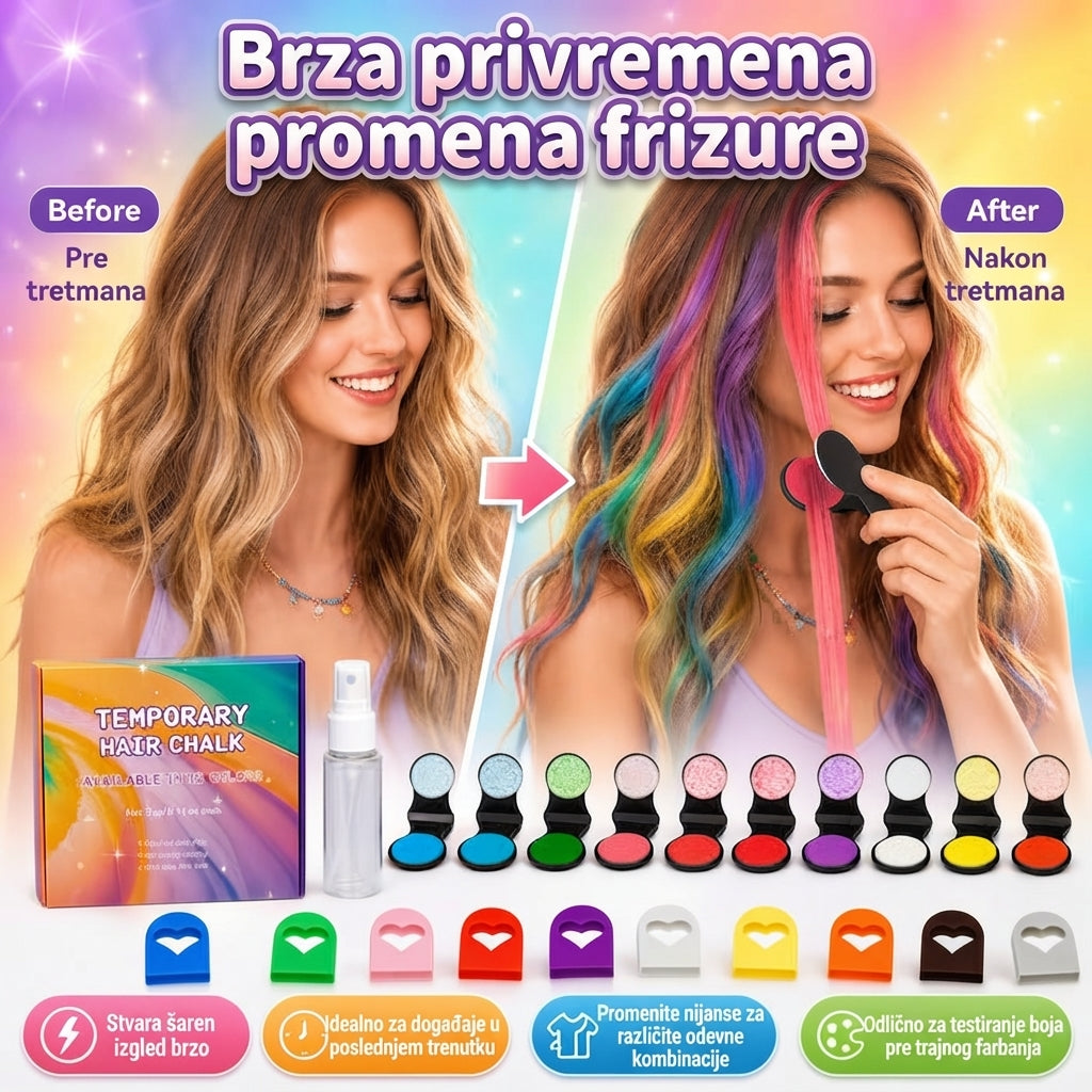 ColorSwipe™ – Krede Za Kosu Za Devojčice (Set od 12 Boja)
